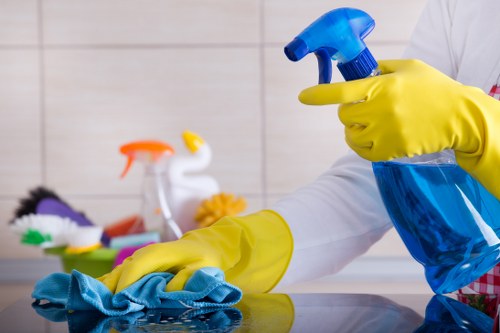 Carpet cleaning safety team preparing equipment for a job
