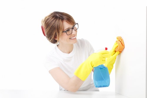 Cleaning kitchen cupboards and surfaces in a local Haringey flat